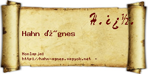 Hahn Ágnes névjegykártya